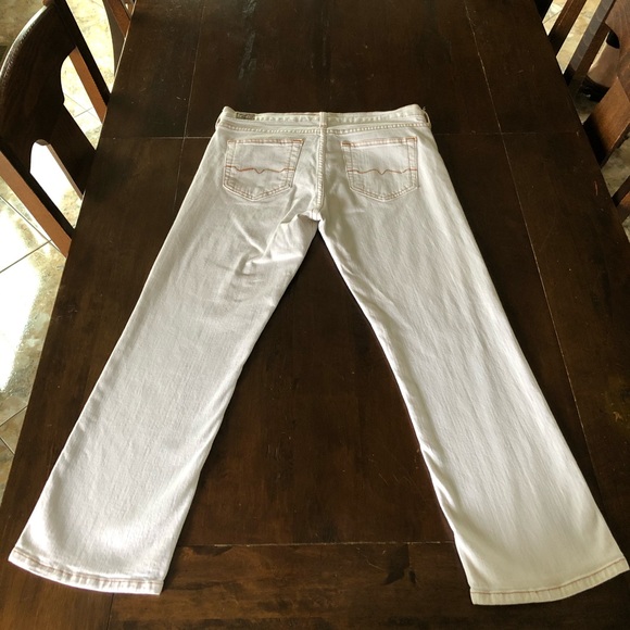Red Engine Cropped White Jeans - Picture 1 of 2